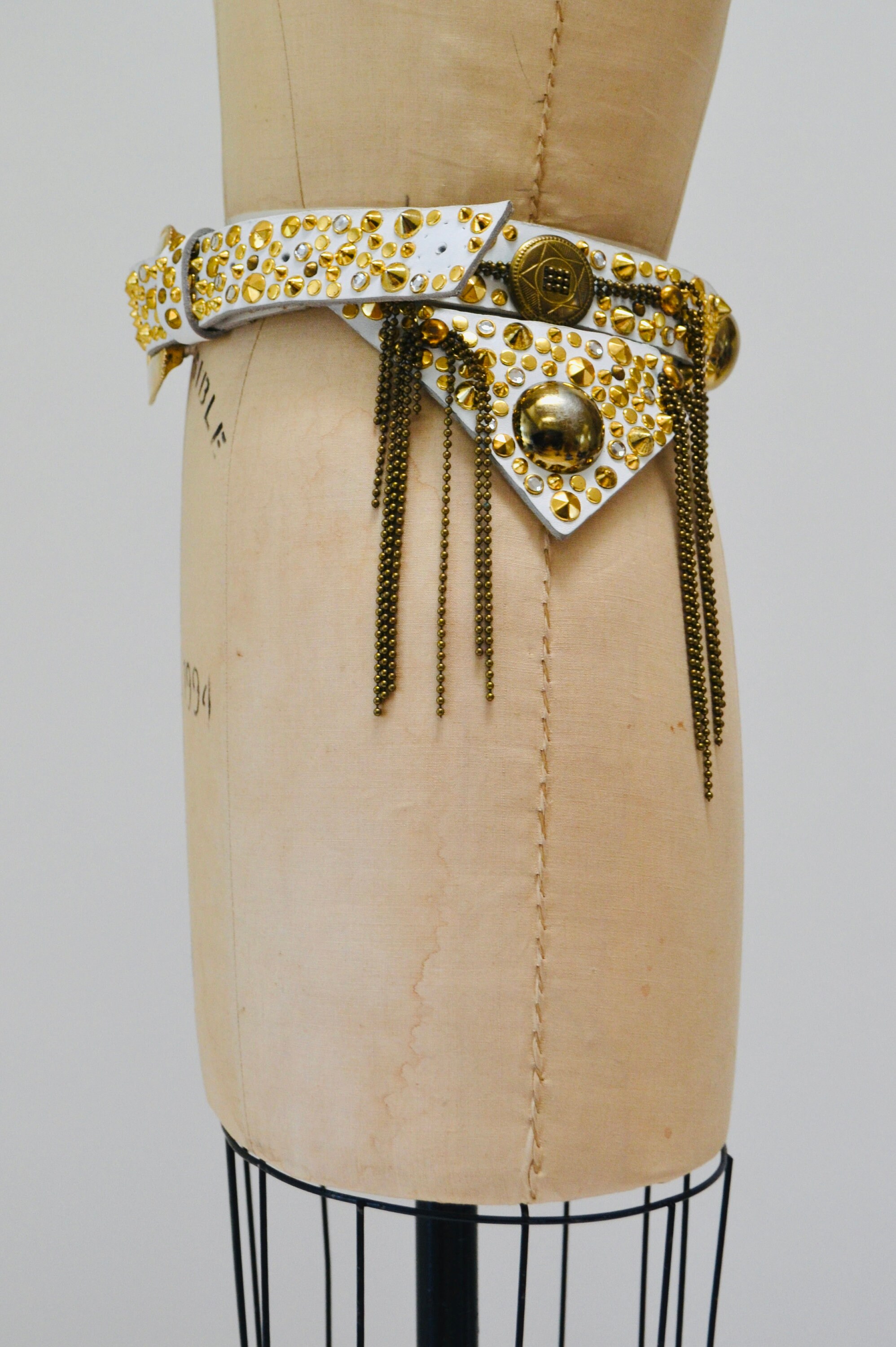 小物 vintage 80s leather-jewelry belt RARE 80's Gold Metallic Belt, Vintage Gold Studded Belt, 80s