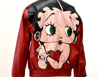 80年代 90年代 ヴィンテージ レッド レザー ジャケット ベティ