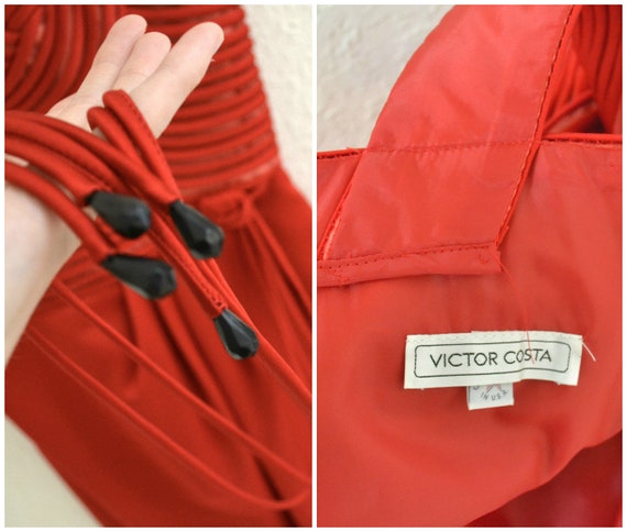 80s 90s Vintage Red Evening Gown By Victor Costa/… - image 10