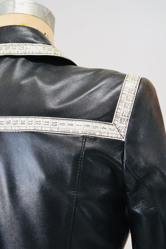 90s Vintage Black Leather Jacket by Moschino Leat… - image 7