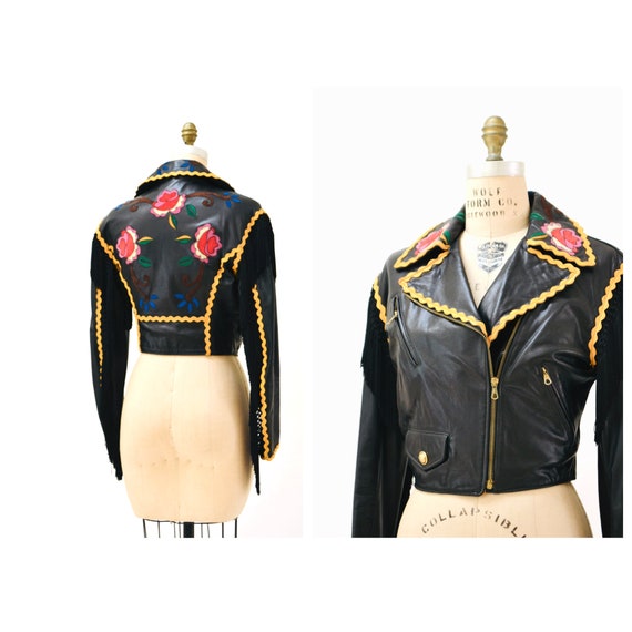 Vintage 90s Black Leather Jacket by Moschino Chea… - image 4