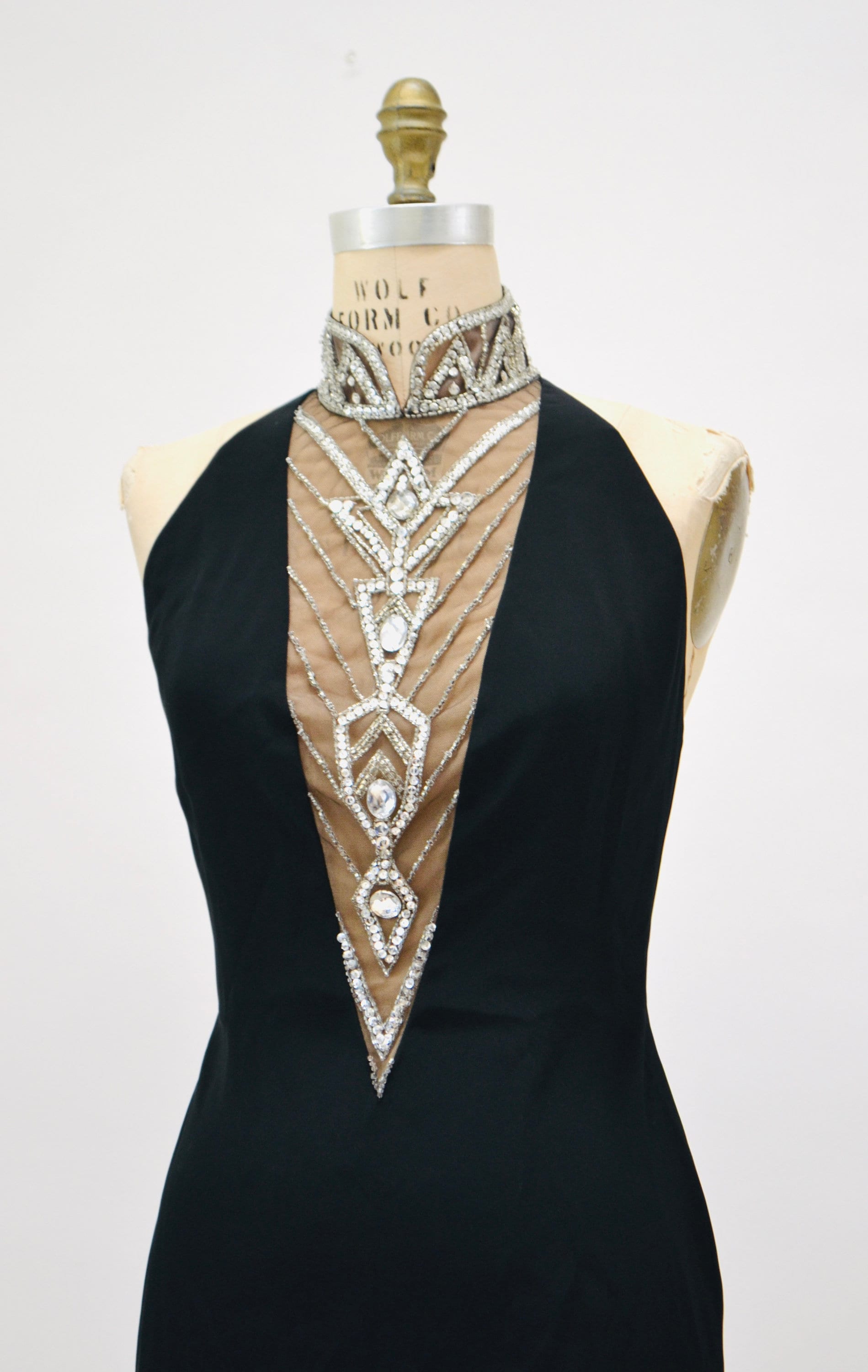 ワンピース 80s PX LONDON SPARKLE BLACK DRESS Unique Vintage 1950s Black & Glow in the Dark Skeleton