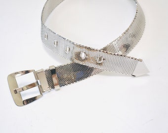 90s y2k Vintage Silver Whiting & Davis Belt Chainmail Metal Silver Wedding Belt Small Medium 25-30" Silver Metallic Party Belt Small Belt