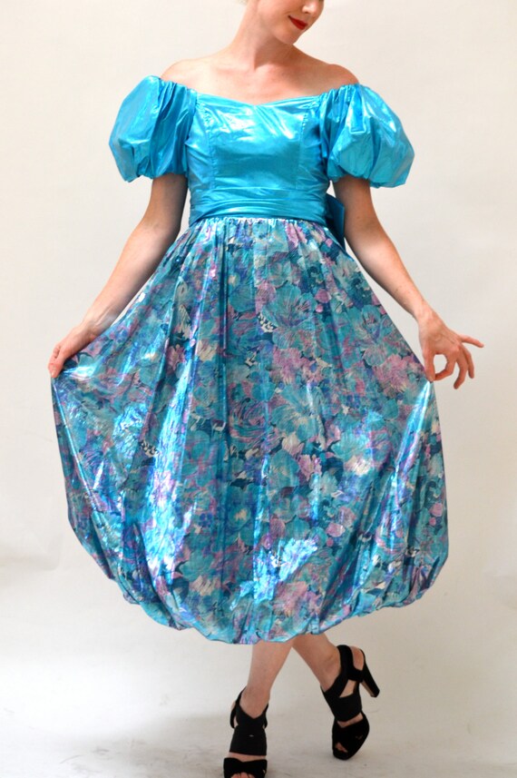 Metallic 80s Prom Dress Size XS Small 