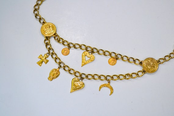 80s 90s Vintage Gold Chain ESCADA Charm Belt Gold… - image 6