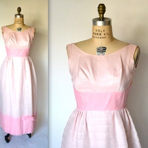 60s Vintage Prom Dress in Pink Blush Size Small Vintage 60s Pink Bridesmaid Pageant Dress Dead Stock// Vintage Pink Long Prom Wedding Dress image 1