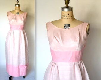 60s Vintage Prom Dress in Pink Blush Size Small Vintage 60s Pink Bridesmaid Pageant Dress Dead Stock// Vintage Pink Long Prom Wedding Dress