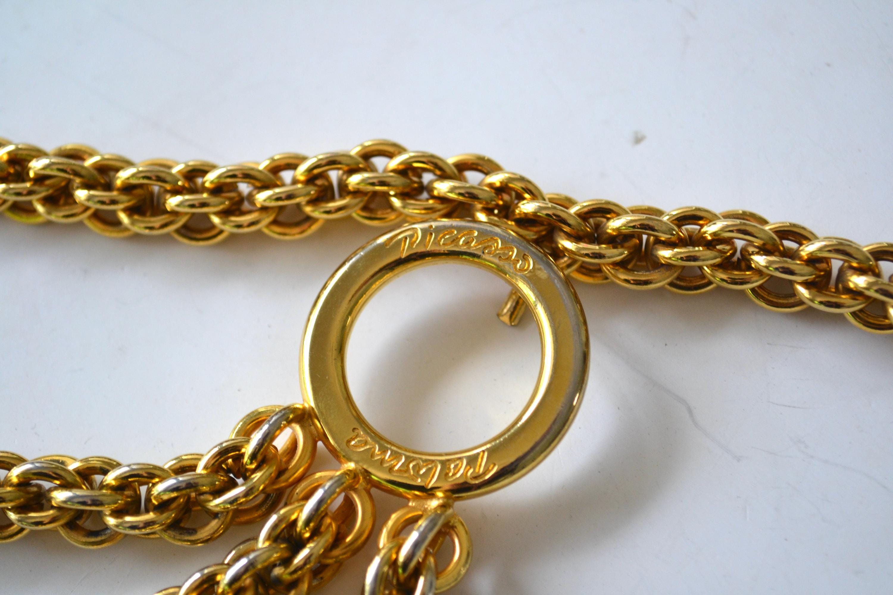 80s 90s Vintage Gold Chain Belt Gold Paloma Picasso Chain 