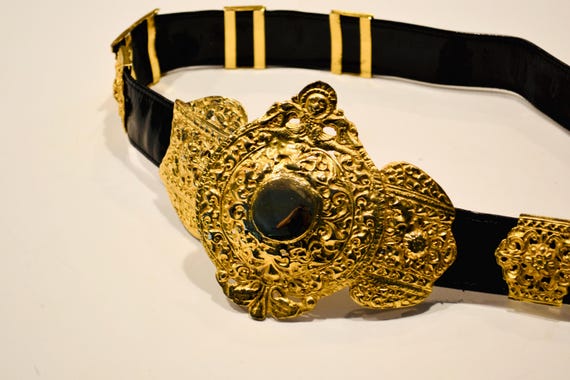 Vintage 70s Roberta Di Camerino Italian Black Leather Gold  display picture 1