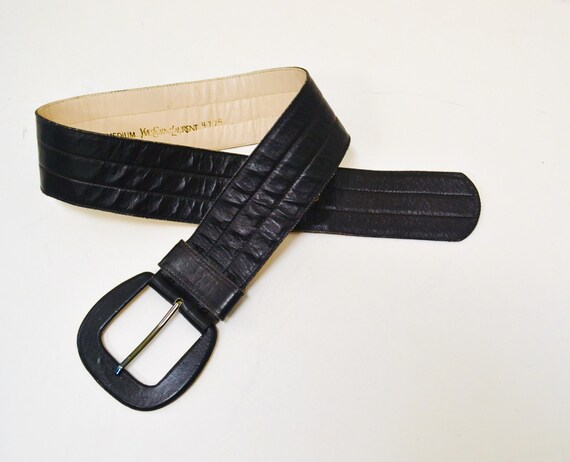70s 80s Vintage Yves Saint Laurent Large Brown Leather Belt  display picture 1