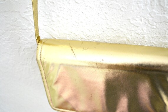 Vintage Gold Leather Clutch Purse Hand Bag// Vint… - image 4