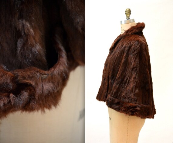 Vintage Fur Stole jacket Brown Vintage Fur Cape C… - image 4