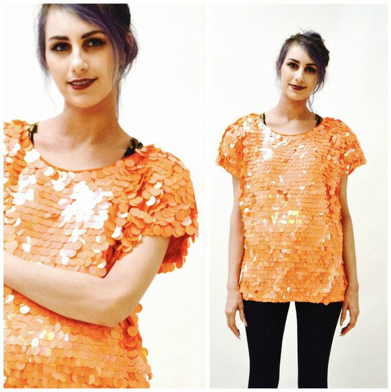 orange sequin top