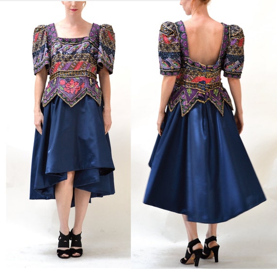 Vintage Party Dress Size XL Plus size Beaded Sequ… - image 3