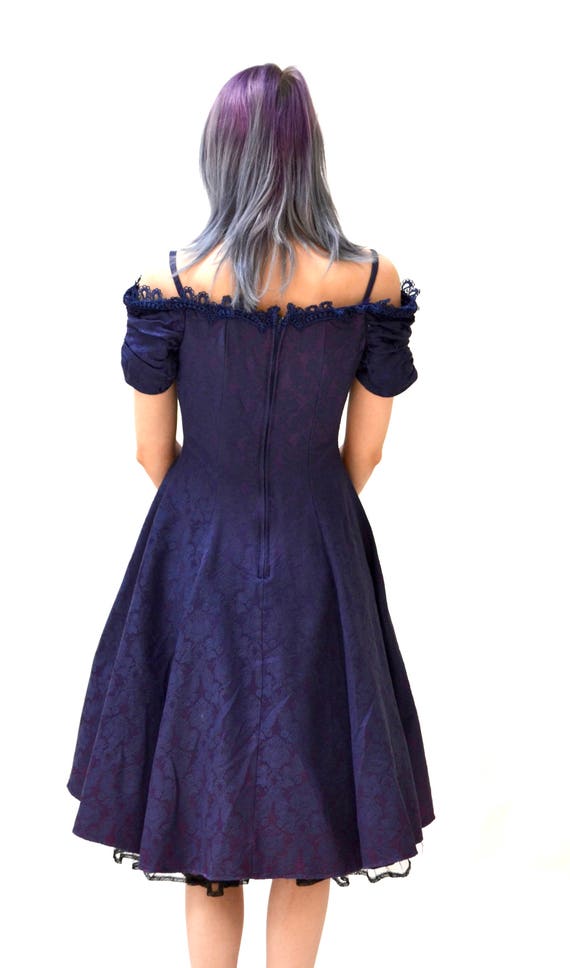 Vintage 80s 90s Prom Dress Size Small Blue Purple… - image 3