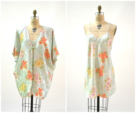 Vintage Lingerie Set Large Floral Print Wedding Ho