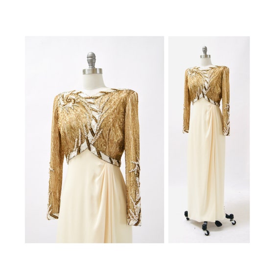 Cream and gold outlet evening gowns