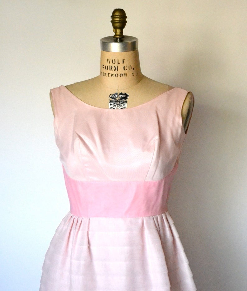 60s Vintage Prom Dress in Pink Blush Size Small Vintage 60s Pink Bridesmaid Pageant Dress Dead Stock// Vintage Pink Long Prom Wedding Dress image 2