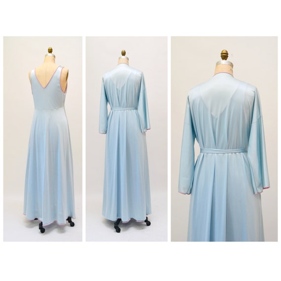 70s 80s Vintage Peignoir Nightgown Robe Vanity Fa… - image 2