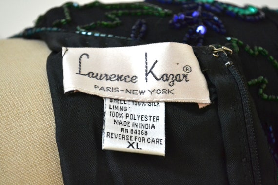Vintage Black Sequin Shirt top Large XL Black blu… - image 10