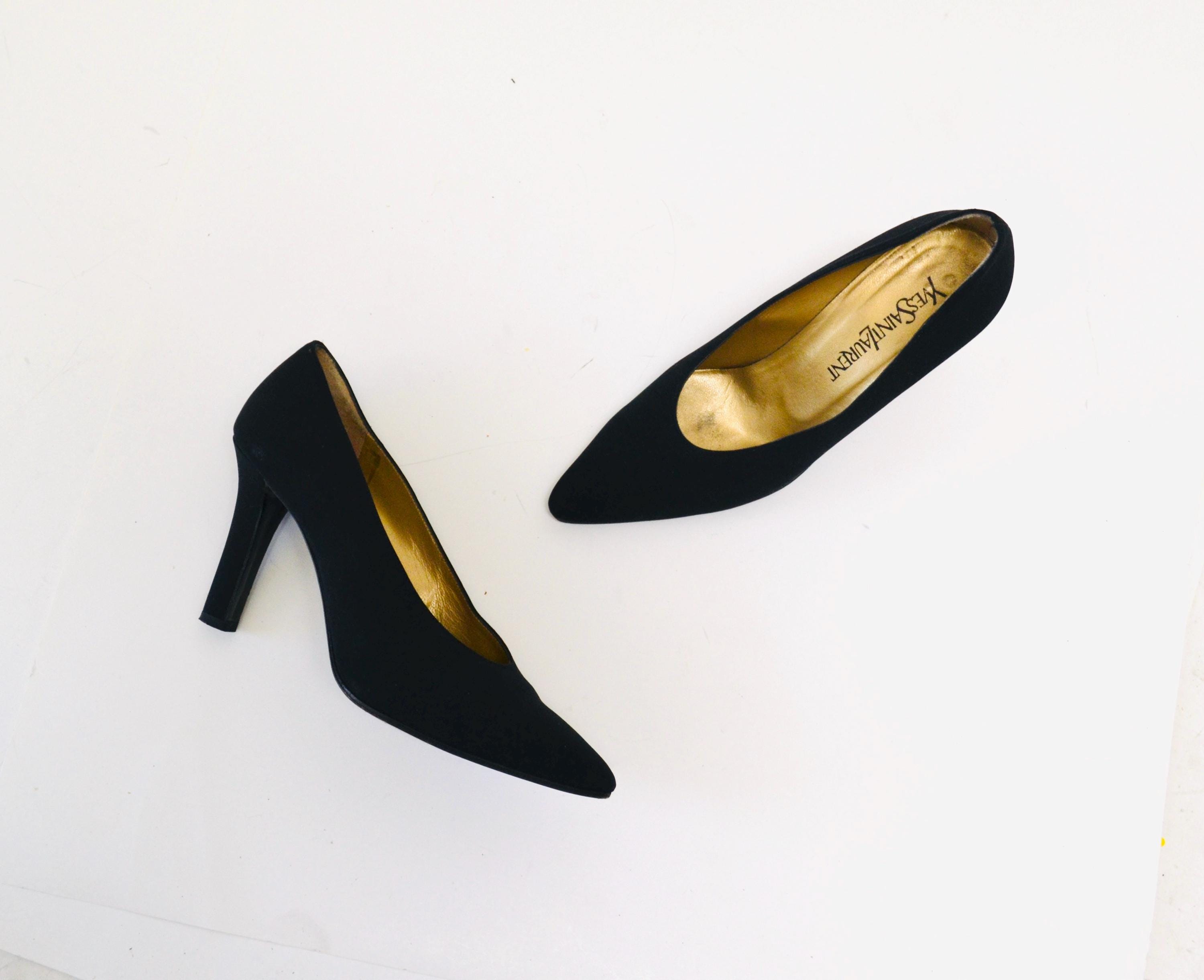 80s Vintage Yves Saint Laurent Paris Black High Heels Size 8