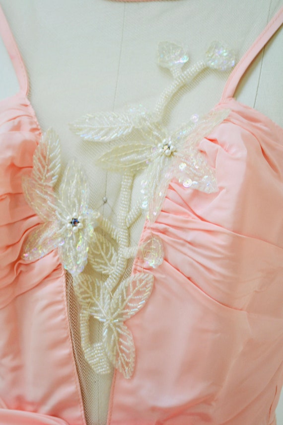 80s Prom Dress XXS XS Vintage Dress Pink White Se… - image 3