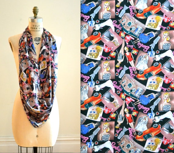 VIntage Nicole Miller Silk BARBIE Scarf// Extra La