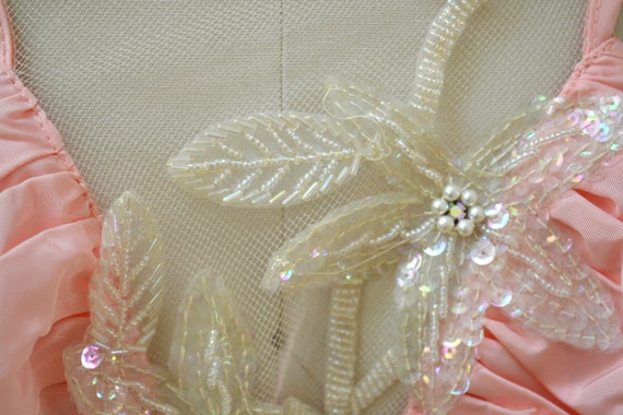 80s Prom Dress XXS XS Vintage Dress Pink White Se… - image 5