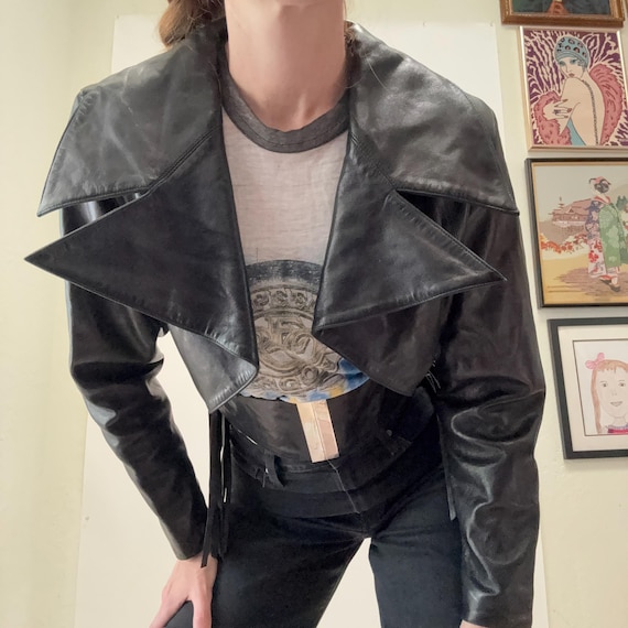 ヴィンテージ ブラック レザー ジャケット クロード モンタナ F/W 91