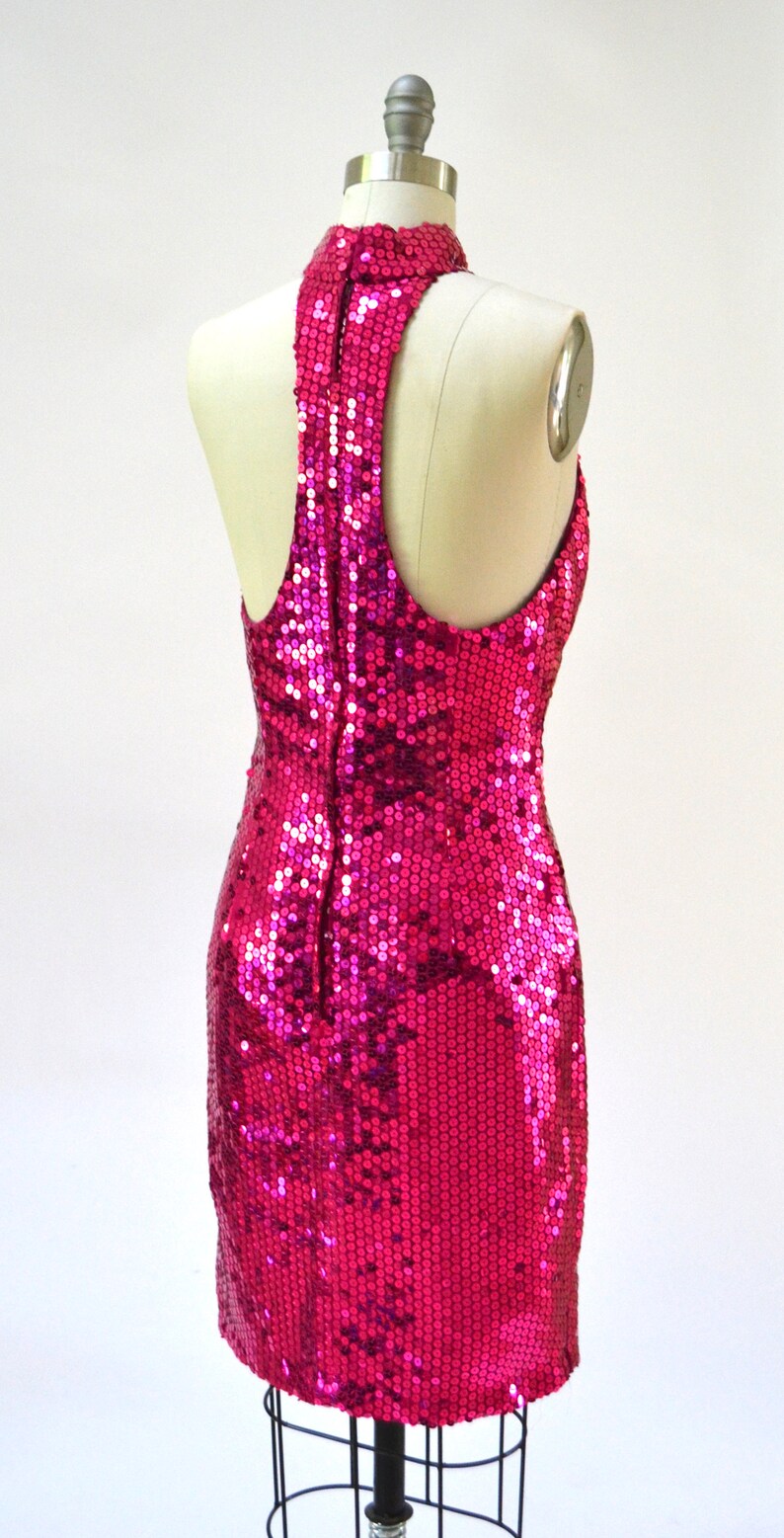 80s 90s Vintage Pink Sequin Dress Prom Dress Small Medium// | Etsy