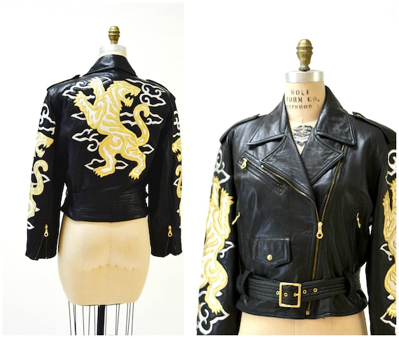 Vintage Black Leather Motorcycle Jacket by North B