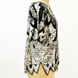 Vintage Silver Sequin Knit Top (S)