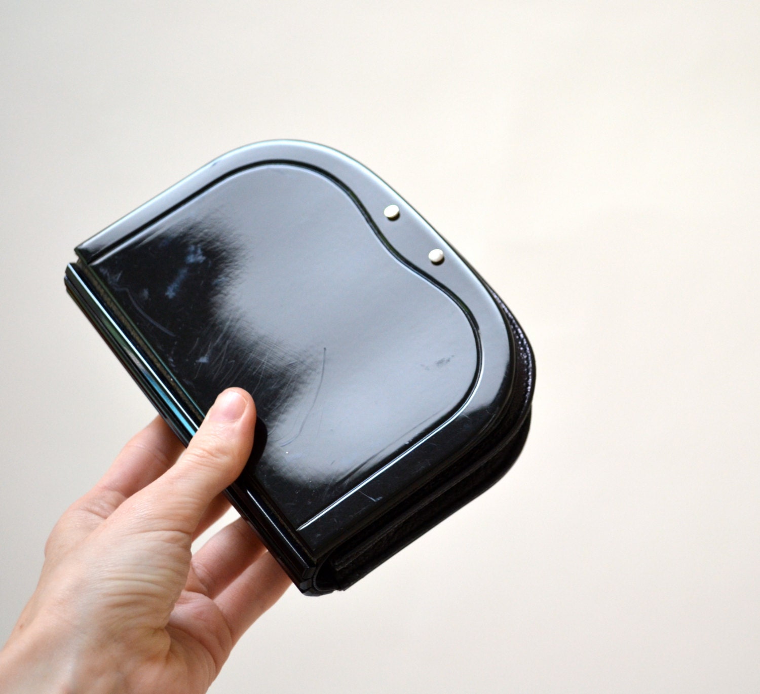 70s 80s Vintage Black Clutch Hard Case Acrylic and Leather Etsy