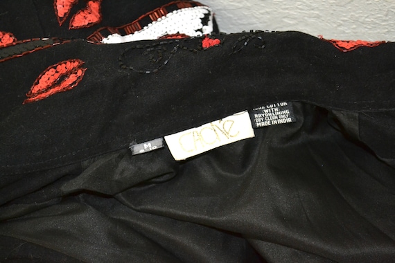 Vintage Sequin Jacket Size Medium Large in Red an… - image 10