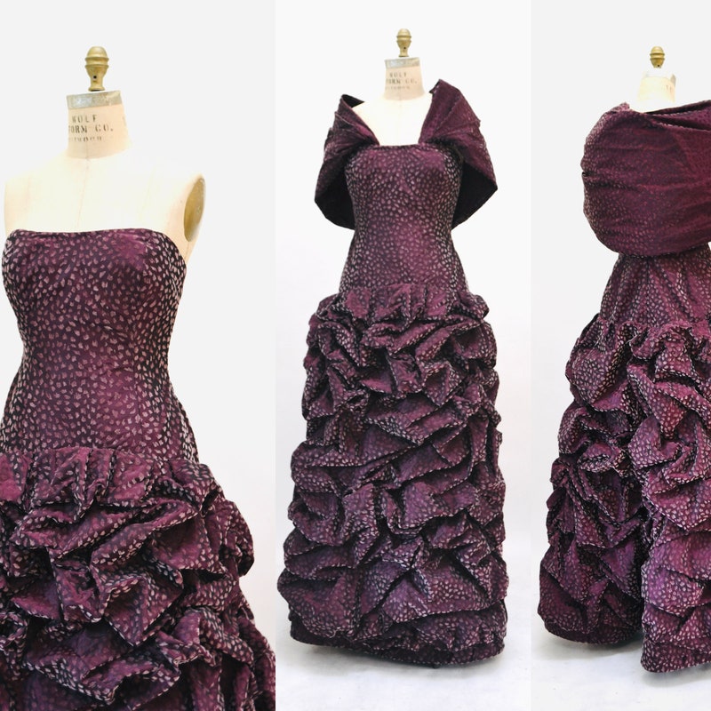 VELVET SATIN EVENING GOWN