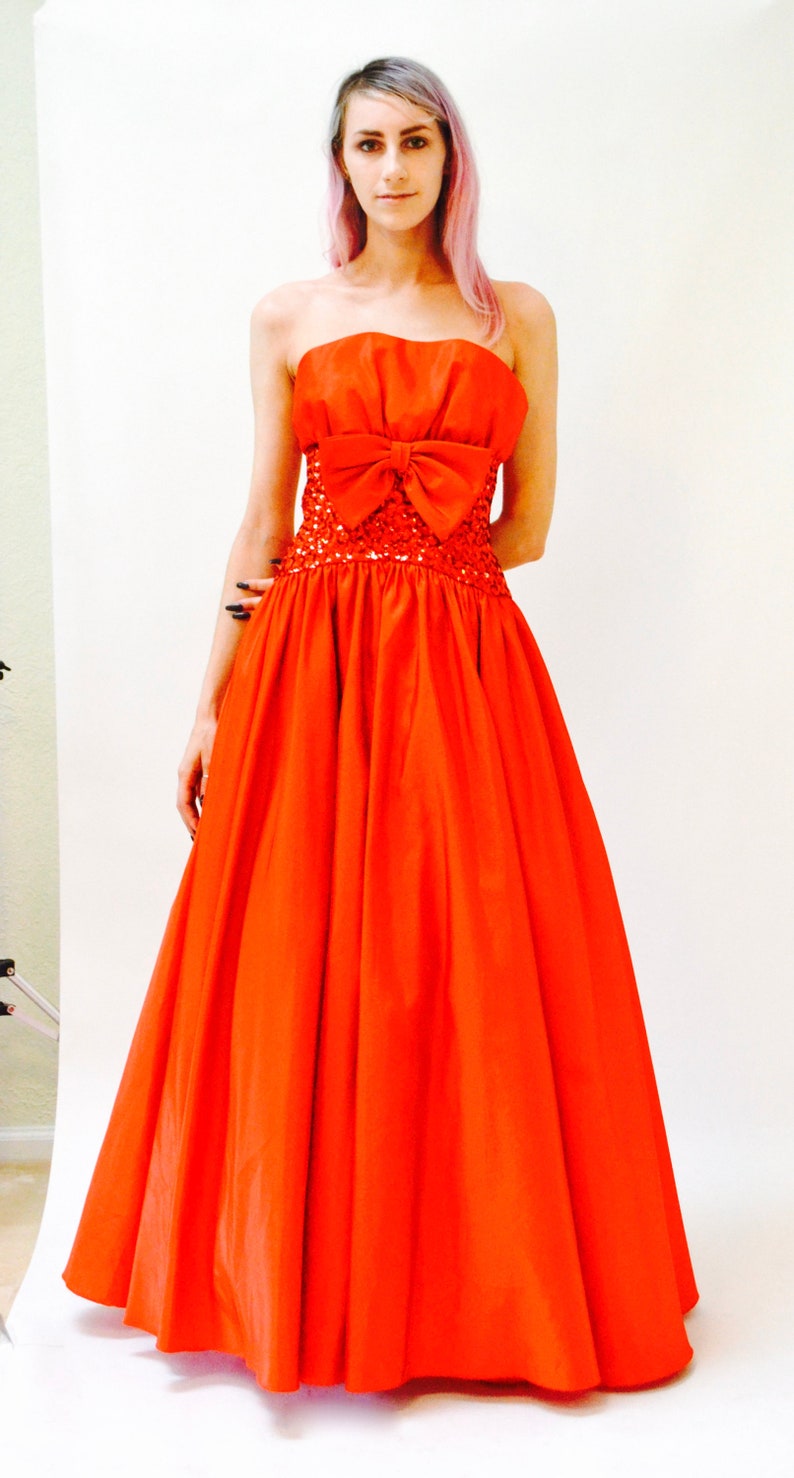 Vintage 80s Ball Gown Sequin Evening Gown 80s Prom Party Dress Etsy
