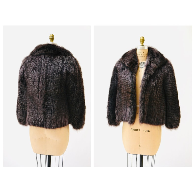 90s y2k Vintage FENDI Fur Jacket Dark Purple Grey Fur Jacket Coat Henri Bendel New York XXS XS Small// Fendi Fox Fur Jacket Grey Purple image 7