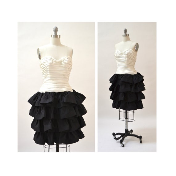 Vintage 90s Party Prom Dress XXS XS Small Black a… - image 1