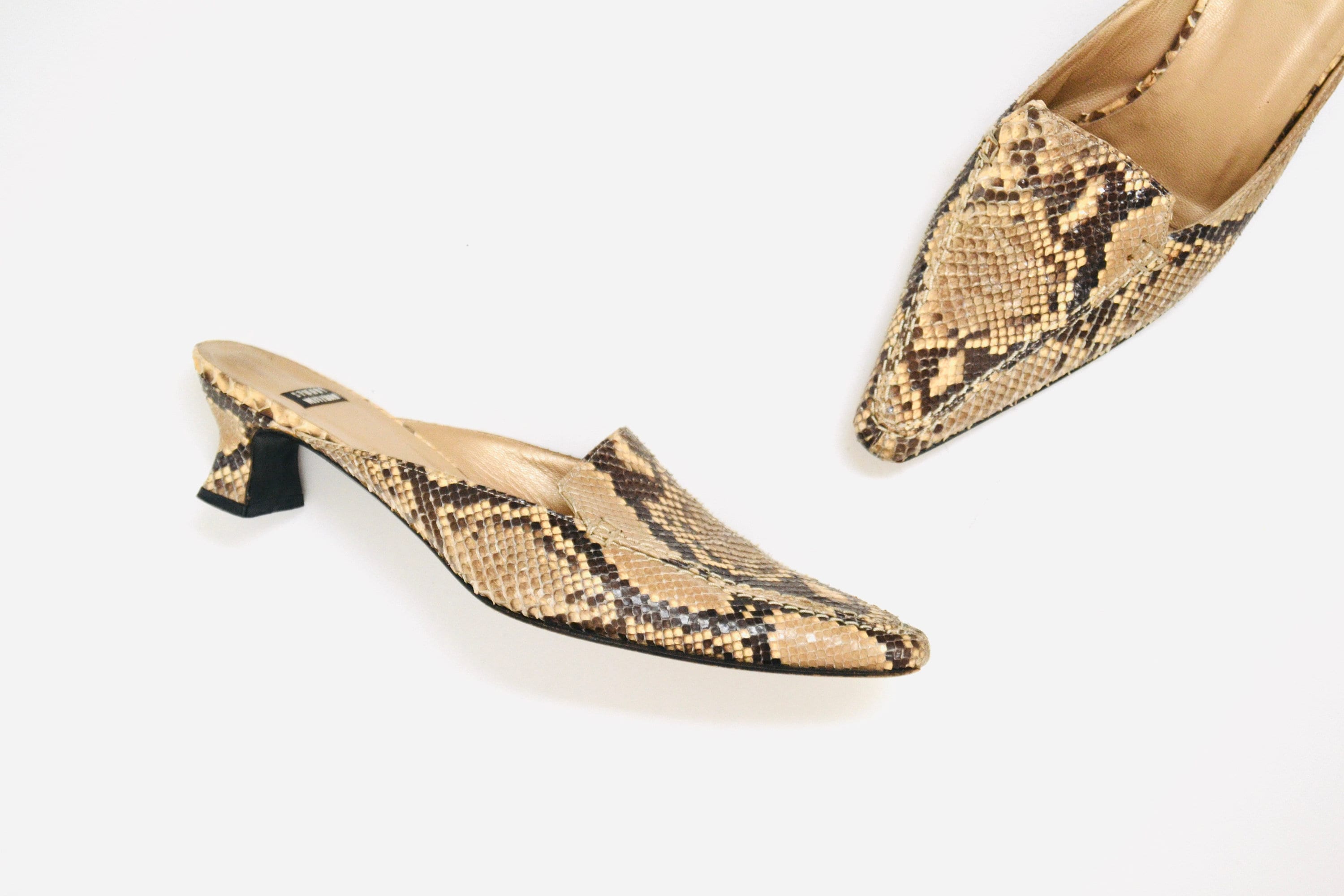 Snake print cheap kitten heels