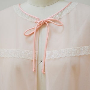 60s 70s Vintage Pink Peignoir Sheer Top Nightgown Shirt Small Medium Wedding Honeymoon Nightgown // Vintage Lingerie Peignoir Vanity Fair image 4