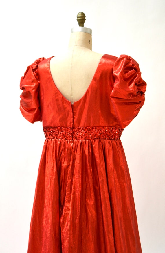 Metallic 80s Prom Dress Size Large XL Red Orange … - image 8