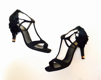 Vintage 90s giuseppe Zanotti Black Lace Sandals size UK 3 EU 36 US 5.5 Etsy