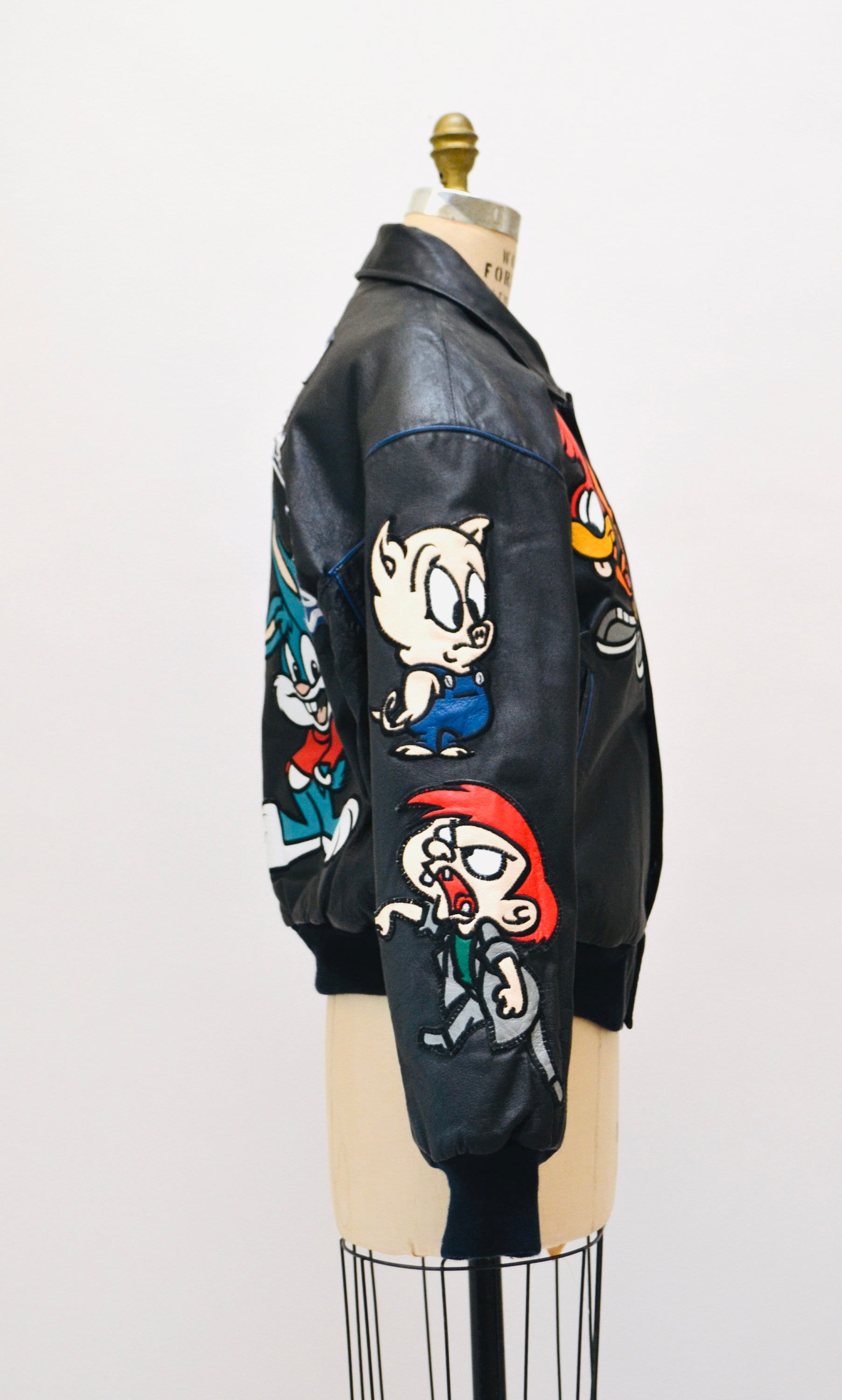 80s 90s Vintage Tiny Toons Adventures Leather Jacket Looney Tunes