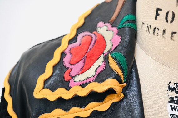 Vintage 90s Black Leather Jacket by Moschino Chea… - image 7