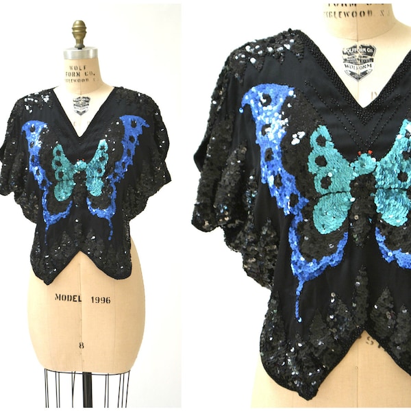 Butterfly Sequin Top Etsy