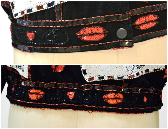 Vintage Sequin Jacket Size Medium Large in Red an… - image 9