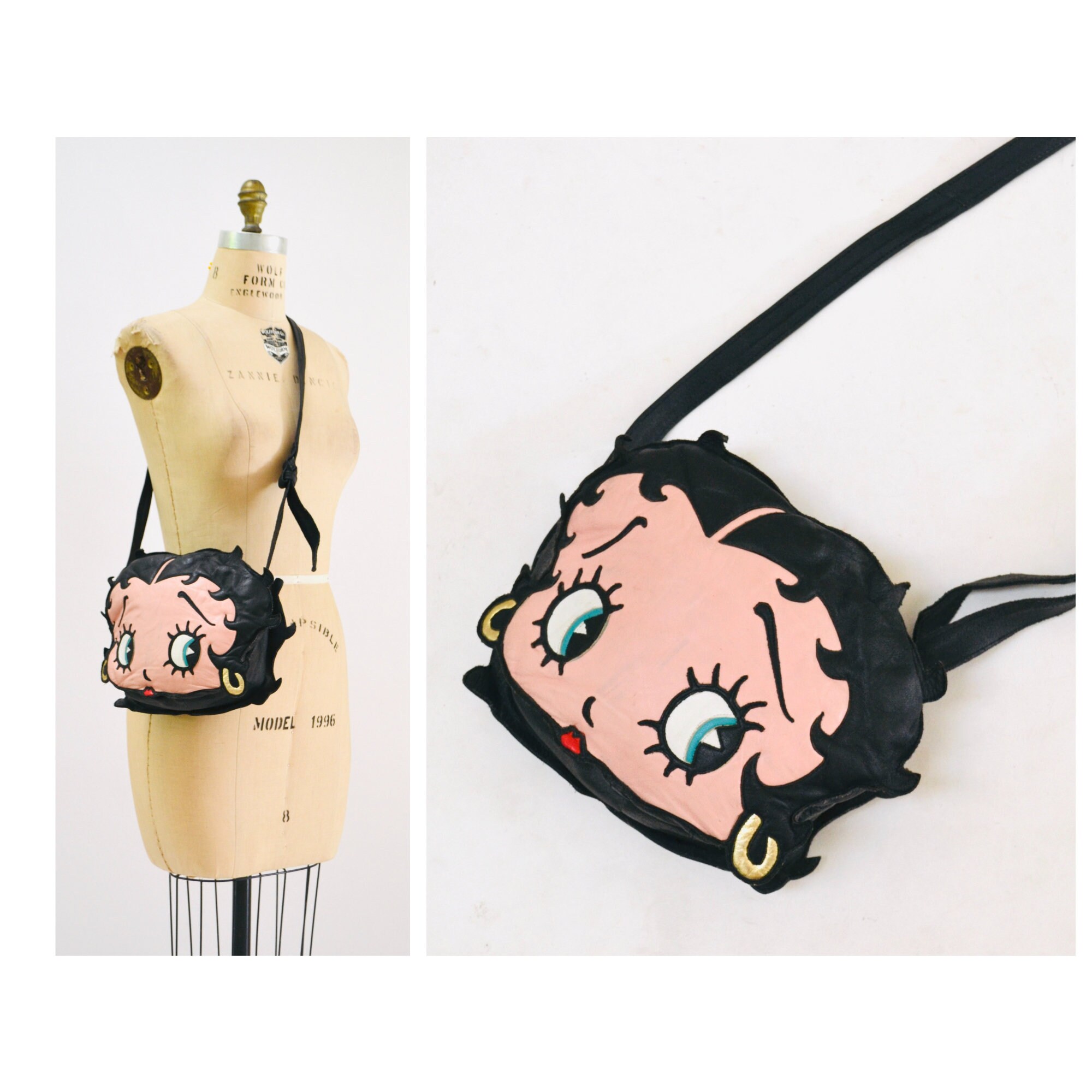 ★TOUT Y EST★ Betty Boop Glossy Leather Mini Shoulder Bag B Betty Boop Purse Ladies Crossbody Vegan Leather Mini Bag Set