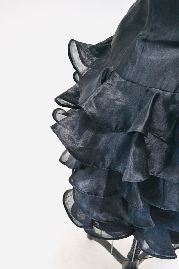 Vintage 80s Prom Dress Black Ruffle Dress By Vict… - image 3