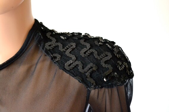 Vintage 90s Prom Dress Black Velvet Illusion Dres… - image 4