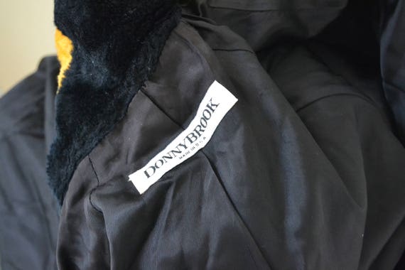 Vintage Black Faux Fur Jacket Coat With Hearts 90s Pop Art